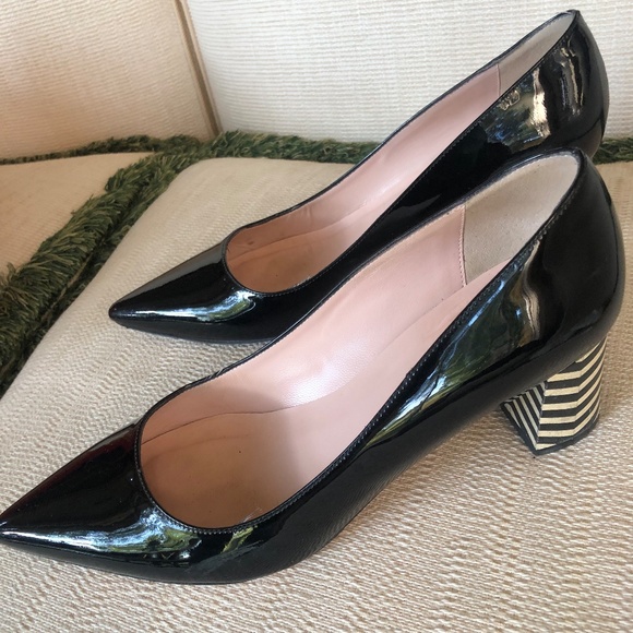 Kate Spade Black Patent shoes with black/white 2" heel. Size 7.5 M  Original box - Picture 1 of 12